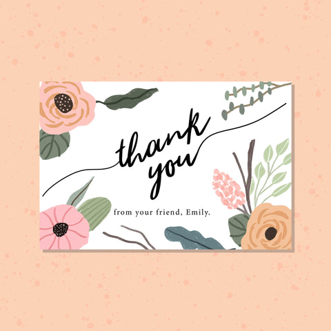 Plantable Beautiful Floral Thank You Cards - Set of 100