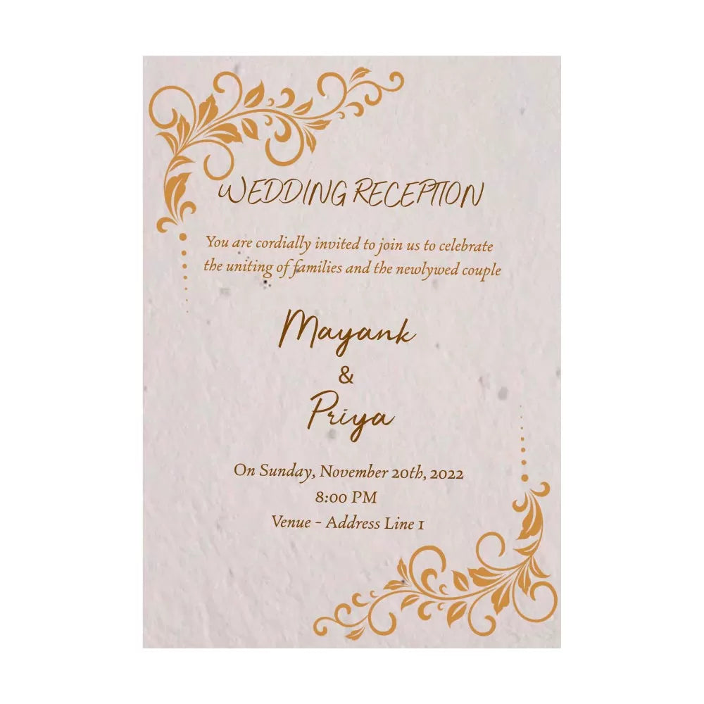 Plantable 'Designer Premium Customized' Wedding Reception Invitation Card Wildlense Plantable 'Designer Premium Customized' Wedding Reception Invitation Card Wildlense