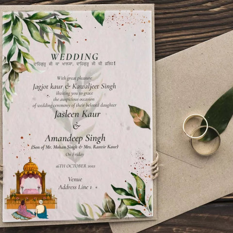 Plantable Floral Green Wedding Ceremony Invitation Card Wildlense