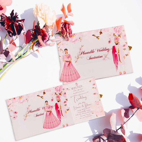 Plantable Hindu Bride and Groom Sliding Wedding Invitation Card Wildlense Plantable Hindu Bride and Groom Sliding Wedding Invitation Card Wildlense