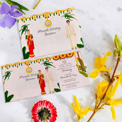 Plantable Tamil Wedding Sliding Seed Invitation Card Wildlense Plantable Tamil Wedding Sliding Seed Invitation Card Wildlense