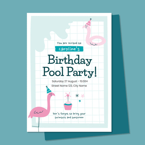Plantable Pool Party Birthday Invitation Card