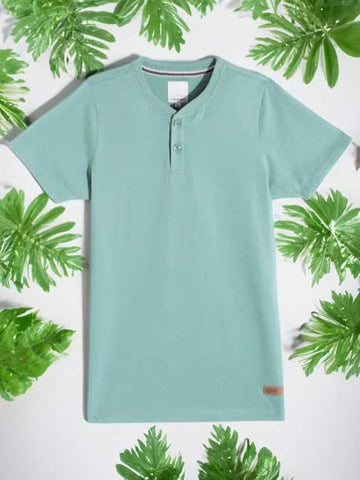 Wildlense Boys Blue Solid Henley Neck T-shirt Wildlense Wildlense Boys Blue Solid Henley Neck T-shirt Wildlense