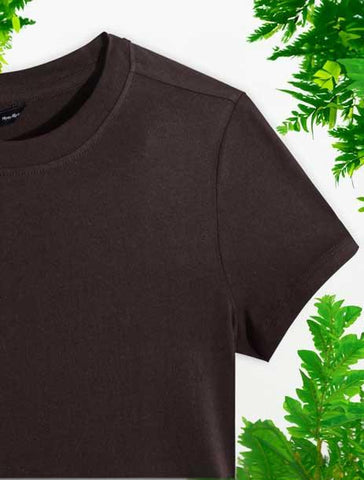 Wildlense Girls Coffee Brown Solid Pure Cotton T-shirt Wildlense Wildlense Girls Coffee Brown Solid Pure Cotton T-shirt Wildlense