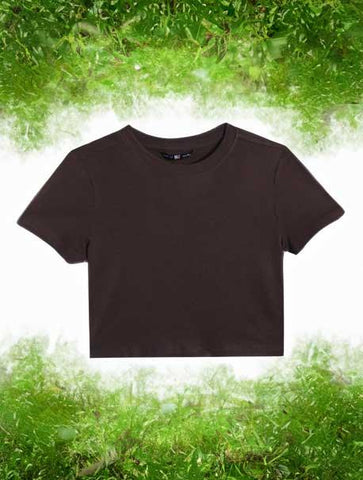 Wildlense Girls Coffee Brown Solid Pure Cotton T-shirt Wildlense