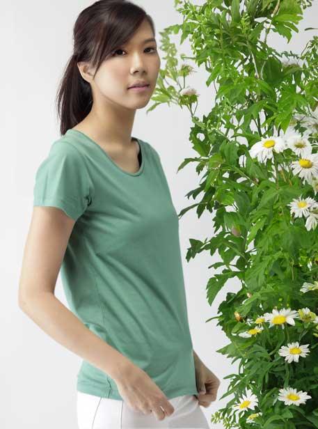 Wildlense Women Mint Green Solid V-Neck T-shirt Wildlense