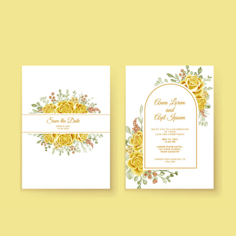 Plantable Yellow Roses Wedding Invitation Card Plantable Yellow Roses Wedding Invitation Card