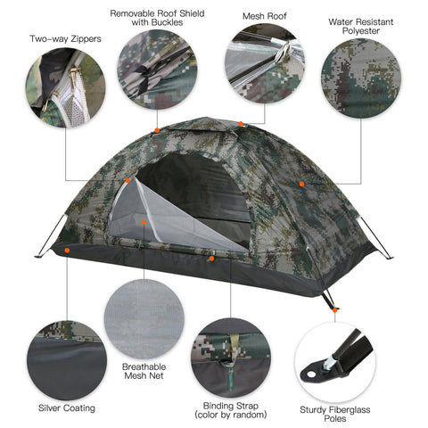 Wildlense Camouflage Portable Single Layer Tent