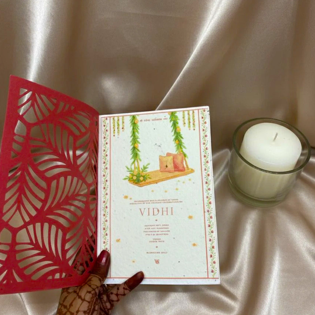 Plantable Modern laser cut wedding invitation card