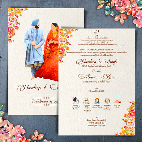 Plantable Sikh Wedding Invitation Set Of 6 Invites