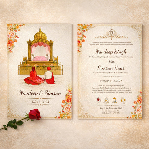 Plantable Sikh Wedding Invitation Set Of 6 Invites