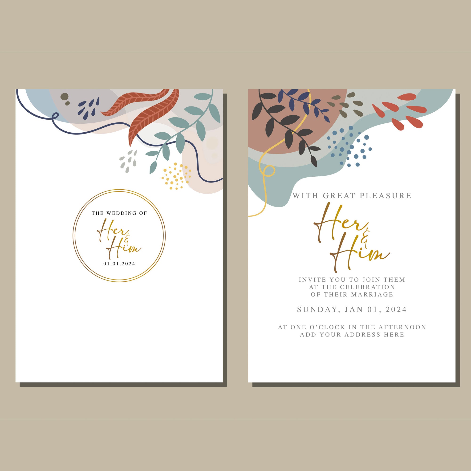 Plantable Abstract Art Designer Wedding Invitation Card