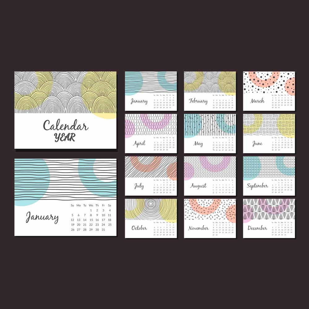 Plantable Awesome Abstract Annual Desk Calendar - Set of 10