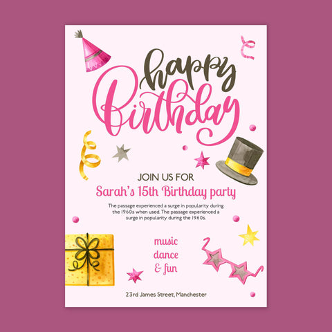 Plantable Bang On Birthday Party Invitation Card