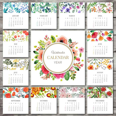 Plantable Beautiful Floral Annual Desk Calendar - Set of 10