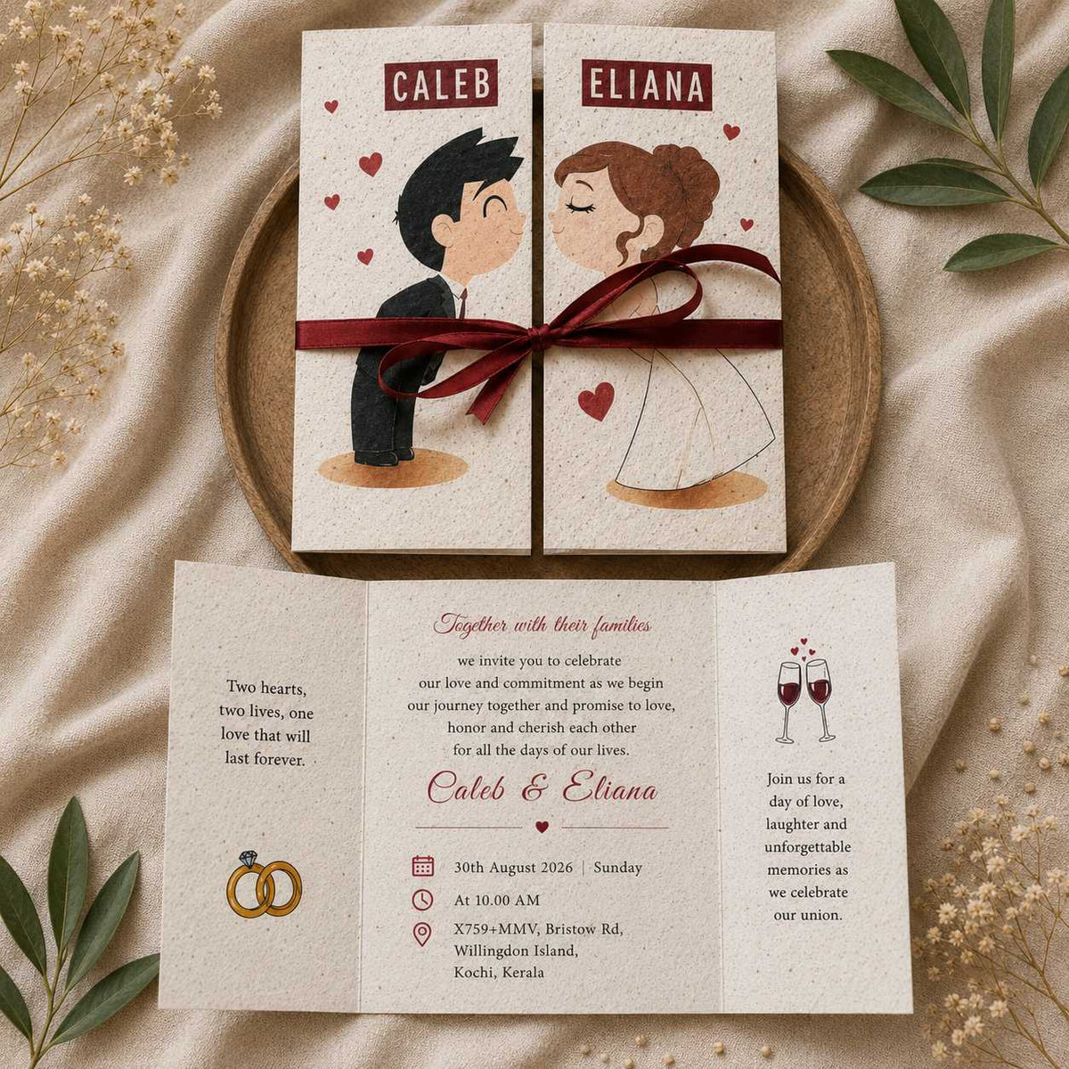 Bethany Bloom Christian Doorfold Plantable Wedding Invitation Card