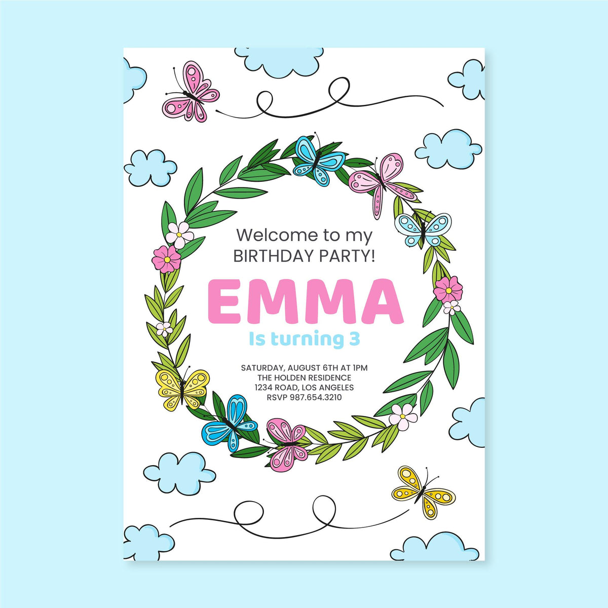 Plantable Birthday Butterfly Party Invitation Card