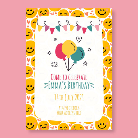 Plantable Birthday Emoji Party Invitation Card