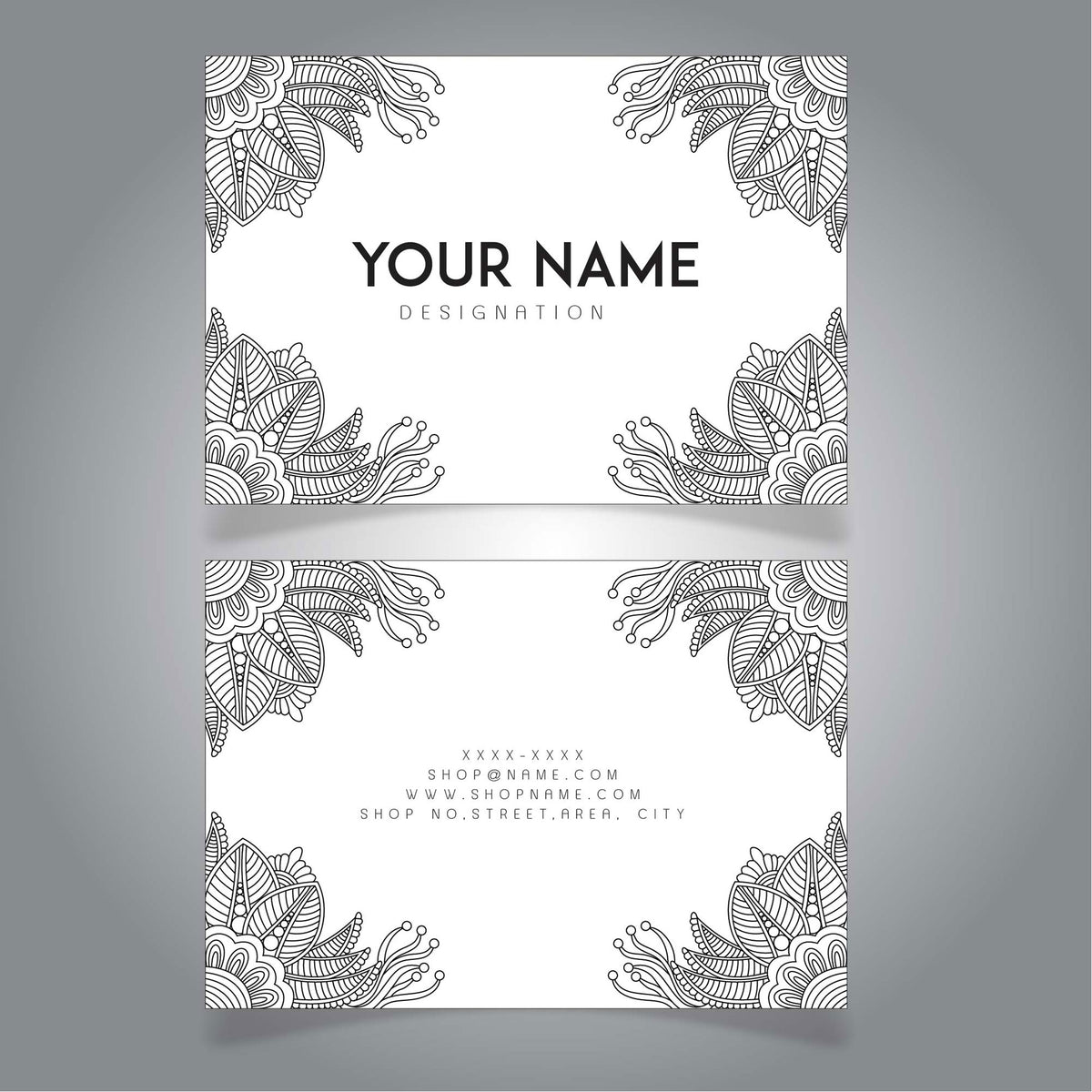 Plantable Black & White Floral Business Cards - 250 Cards
