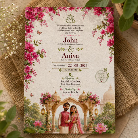 Blossom Romance Plantable Engagement Invitation Card