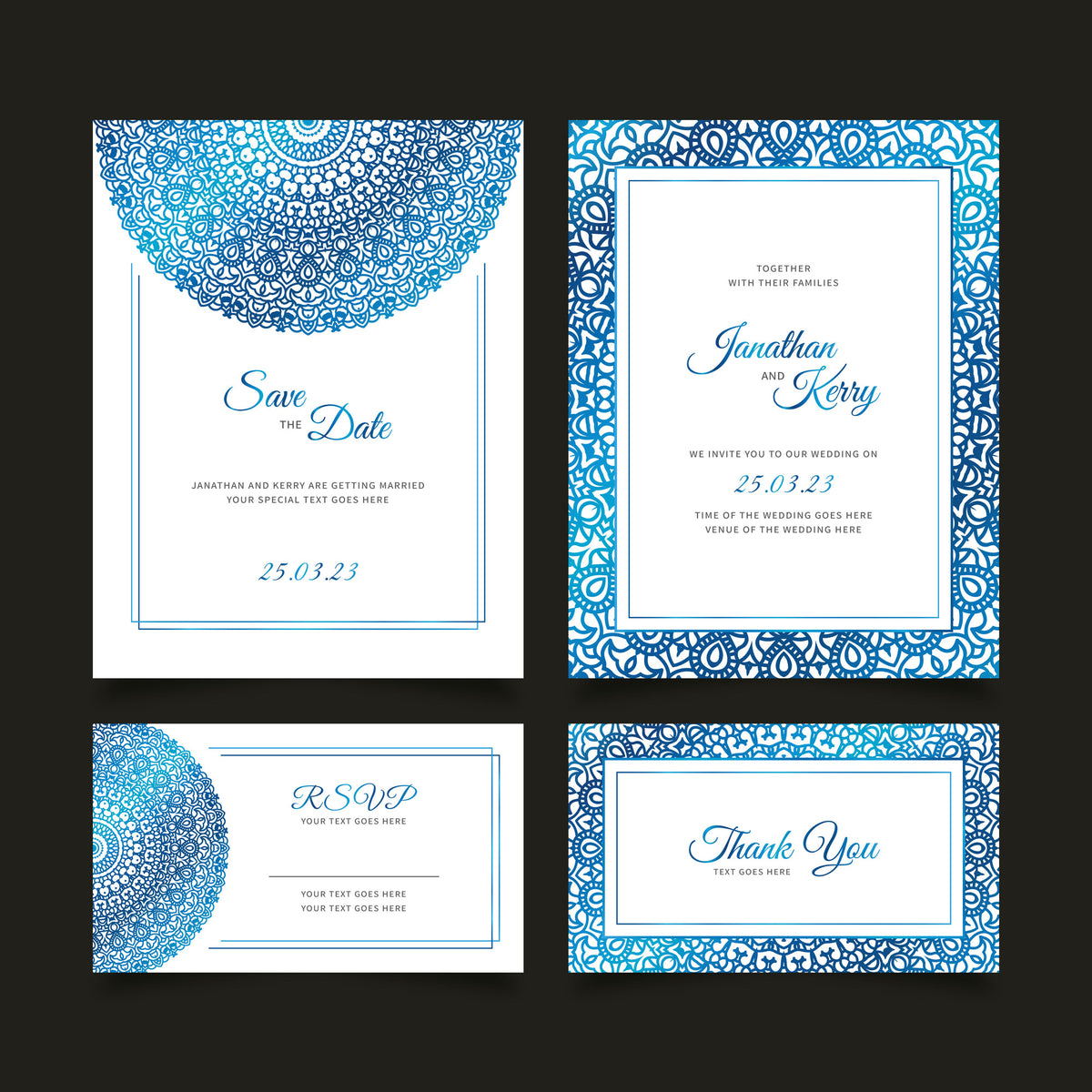 Plantable Bluey Dewey Wedding Invitation Card (Set of 4)