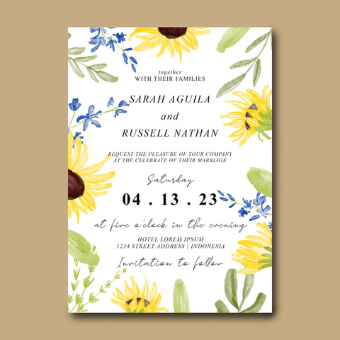 Plantable Bright Sunflowers Wedding Invitation Card