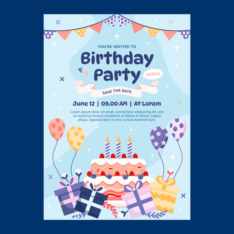 Plantable Bunting & Balloons Birthday Party Invitation Card