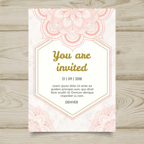 Plantable Coral Mandala Wedding Invitation Card
