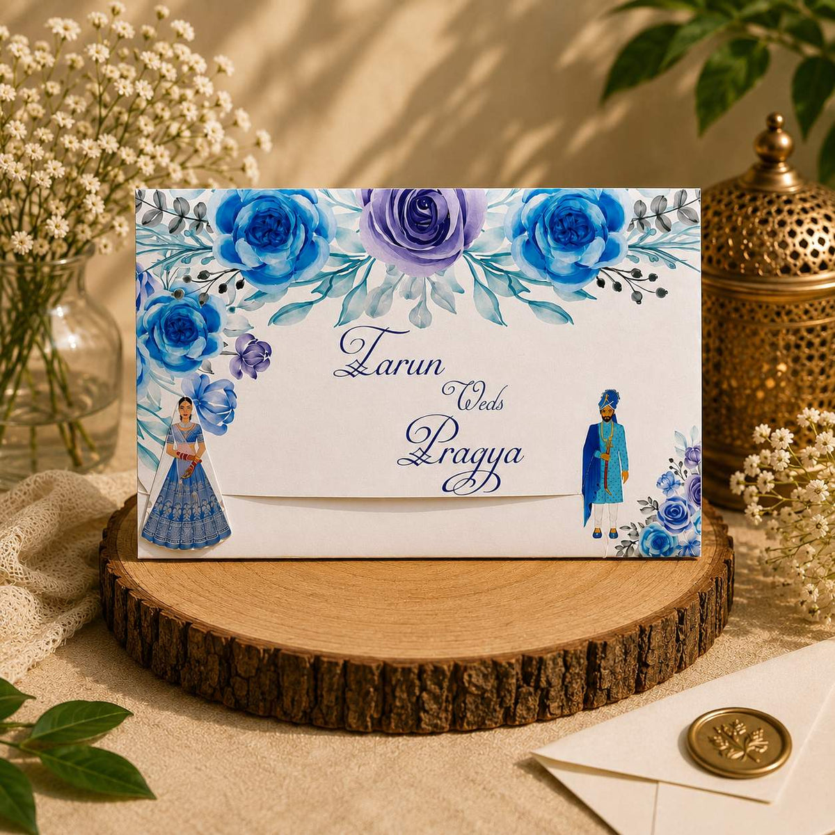 Custom Plantable Hindu Sliding Wedding Invitation – Sustainable Seed Paper Card