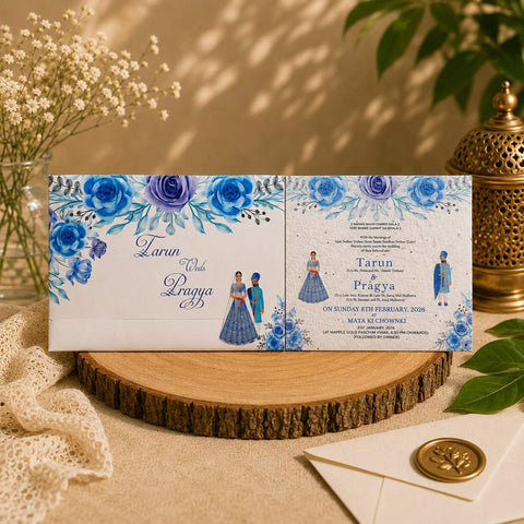 Custom Plantable Hindu Sliding Wedding Invitation – Sustainable Seed Paper Card