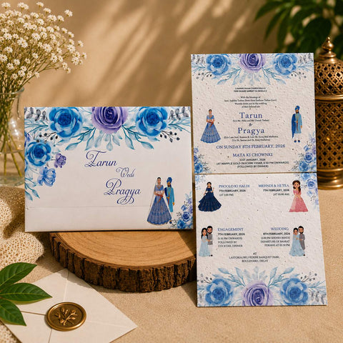 Custom Plantable Hindu Sliding Wedding Invitation – Sustainable Seed Paper Card