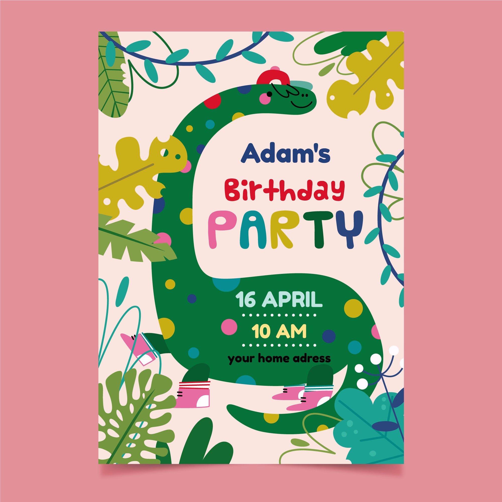 Plantable Cute Dinosaur Birthday Party Invitation Card