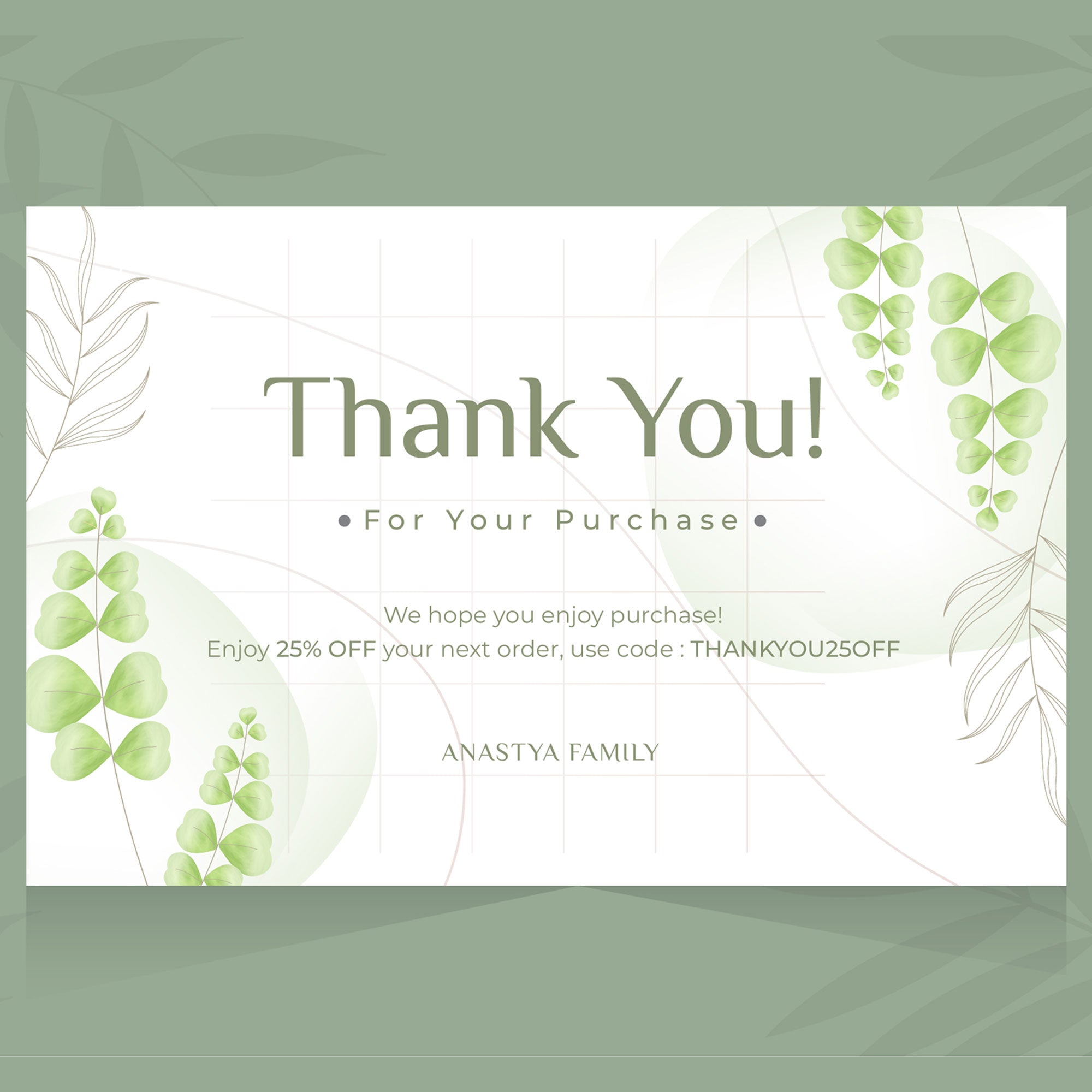 Plantable Designer Green Leaves Thank You Cards - Set of 100