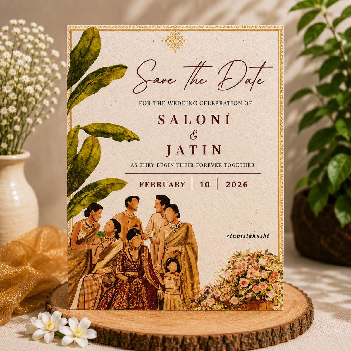 Divine Blossom Plantable Biofold Hindu Wedding Card