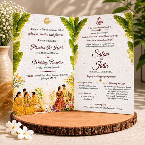 Divine Blossom Plantable Biofold Hindu Wedding Card
