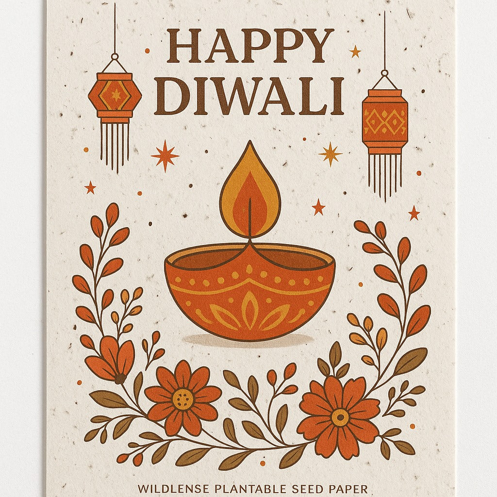 Plantable Seed Paper Green Diwali Invitation & Greeting Cards with Envelopes