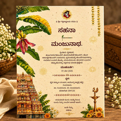 Eco-Friendly Hasiru Kalyana Kannada South Indian Wedding Invitation Card