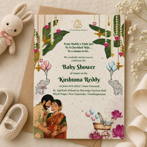 Eco-Friendly Plantable Seed Paper Baby Shower Invitation Card