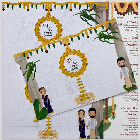 Eco-Friendly Sliding Seed Paper South Indian Wedding Card