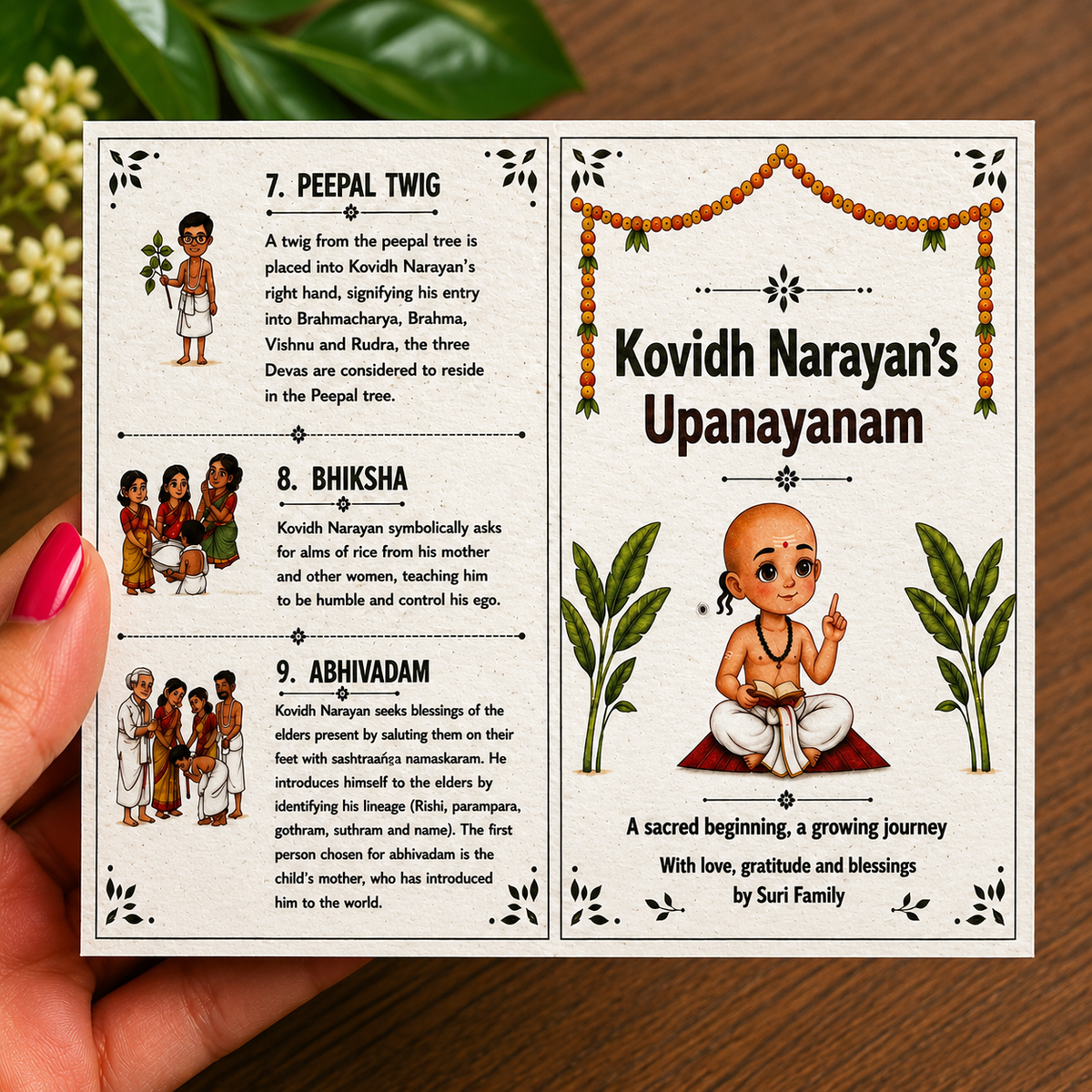 Eco-Friendly Upanayanam Card | Personalized Thread Ceremony Invitation