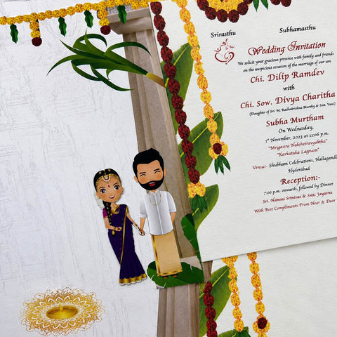 Eco-Friendly Sliding Seed Paper South Indian Wedding Card