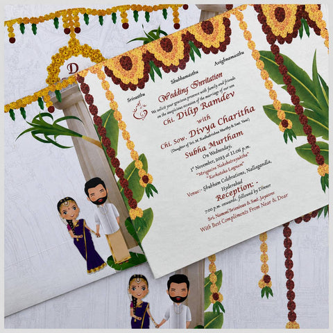 Eco-Friendly Sliding Seed Paper South Indian Wedding Card
