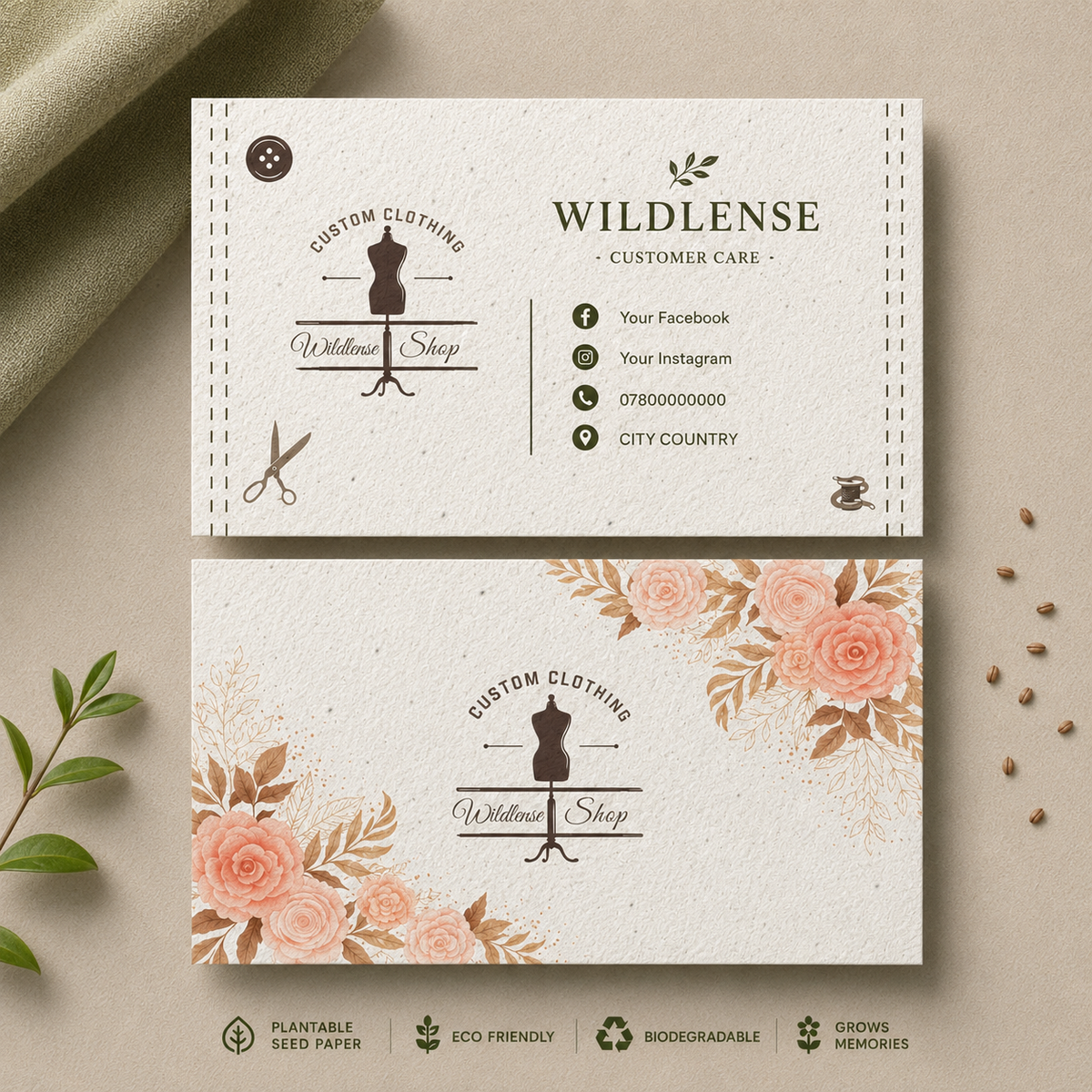 EcoConnect Plantable Seed Paper Business Visiting Card - 250 Cards