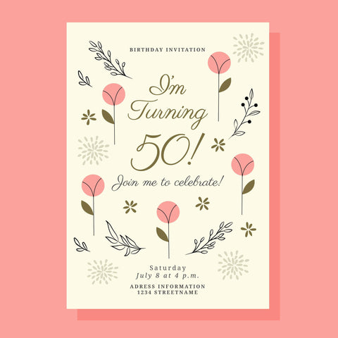 Plantable Fabulous 50th Birthday Party Invitation Card