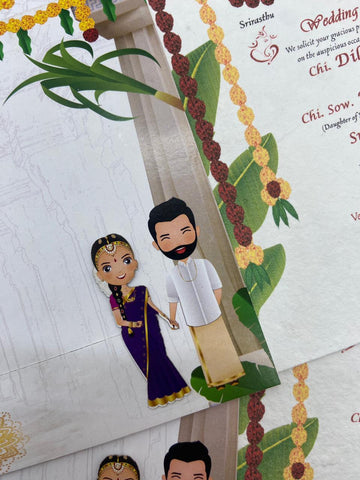 Plantable Fine Match Sliding Wedding Invitation Card