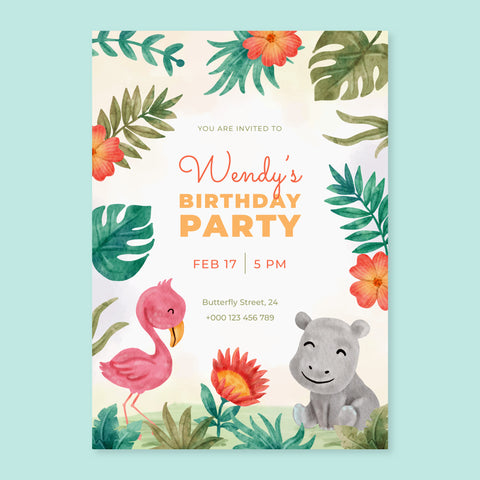 Plantable Flamingo Fun Birthday Party Invitation Card