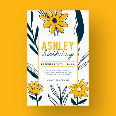 Plantable Floral Doodles Birthday Party Invitation Card