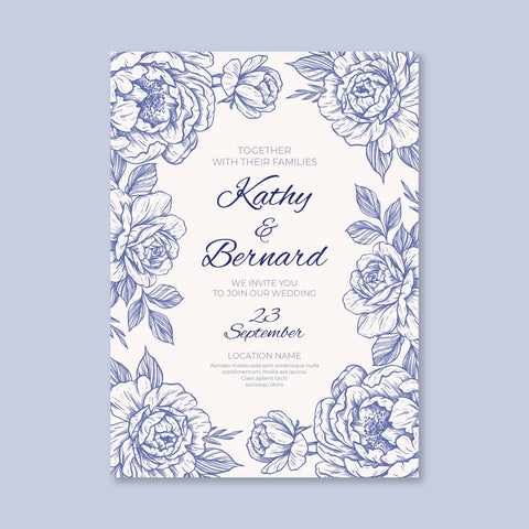 Plantable Floral Engraving Wedding Invitation Card