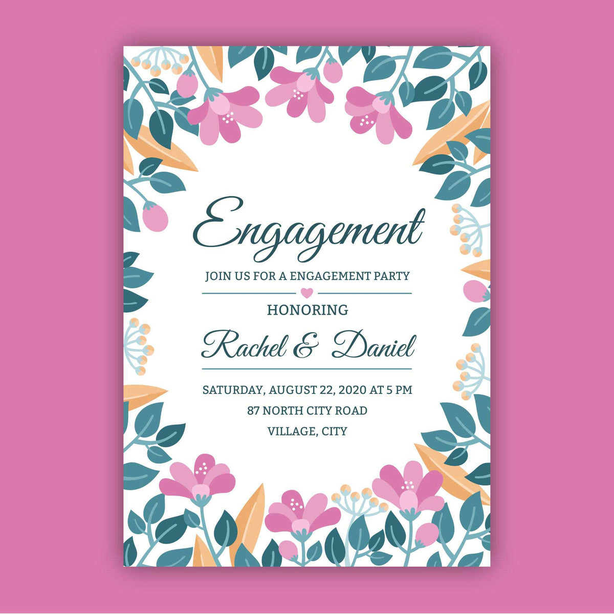 Plantable Forever Floral Engagement Invitation Card