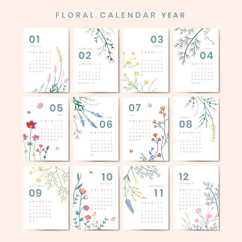 Plantable Fresh Floral Annual Desk Calendar - Set of 10